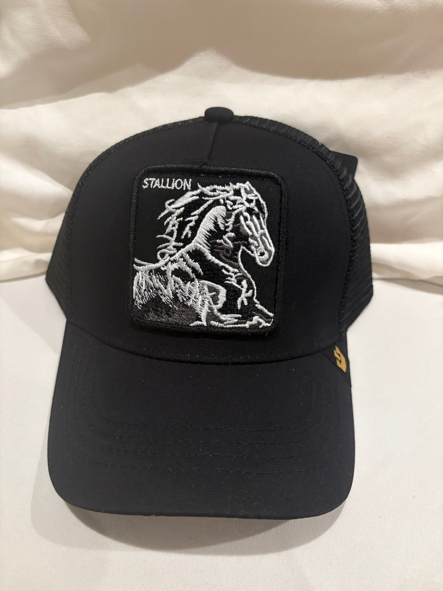 Stallion Animal Patch Trucker Hat Black