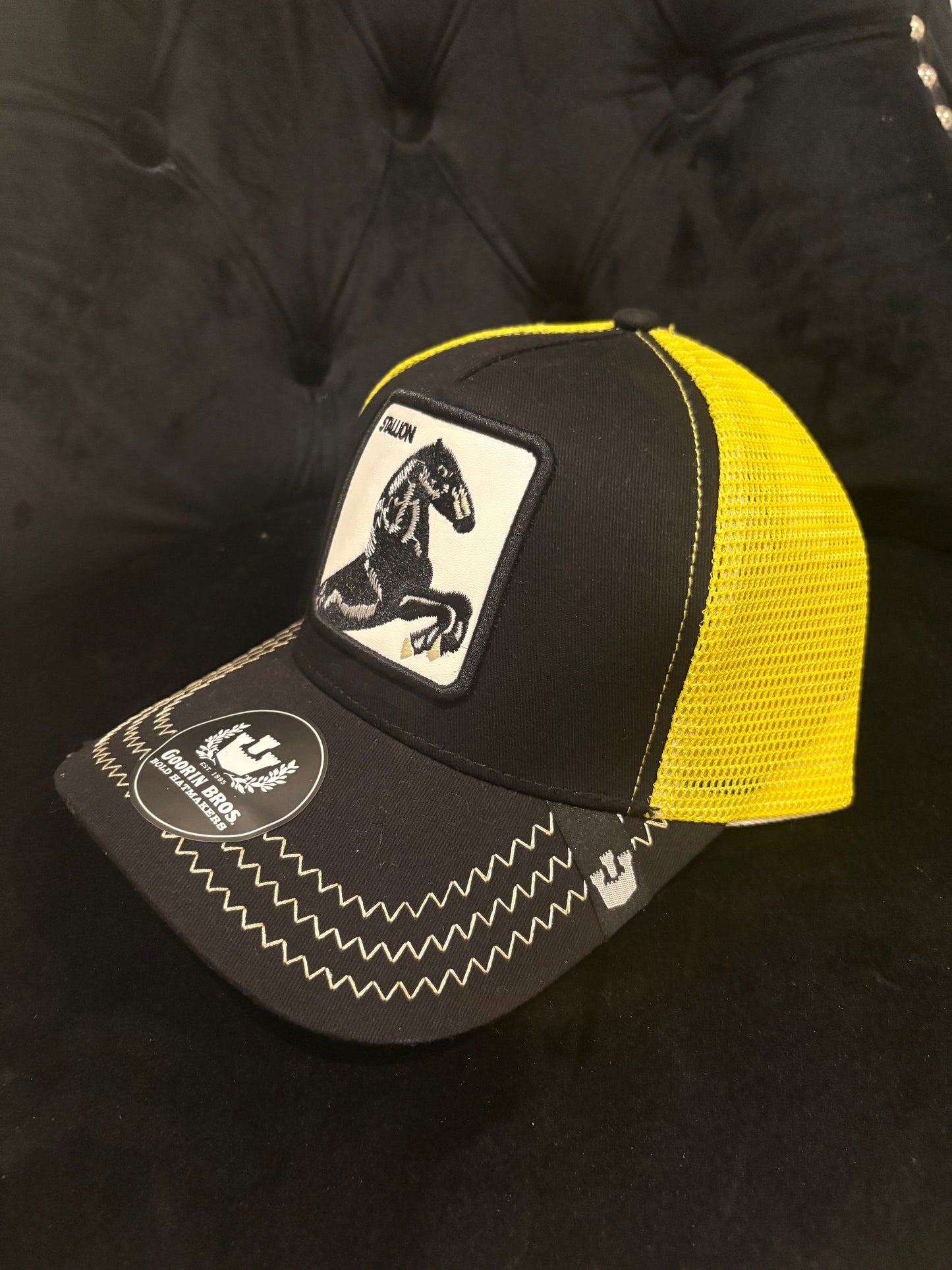 Stallion - Animal Patch - Black and Yellow Trucker Hat