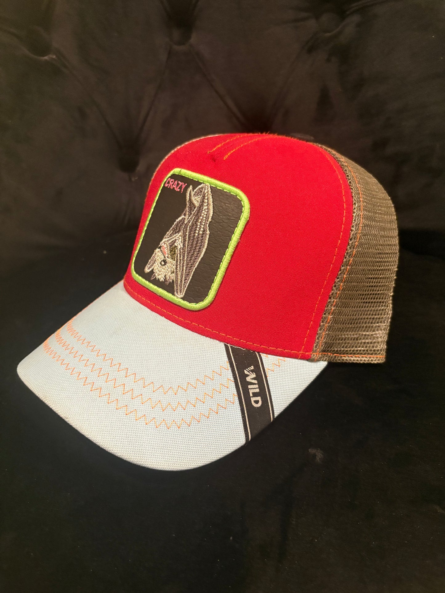 Crazy Bat - Animal Patch - Red and White Trucker Hat
