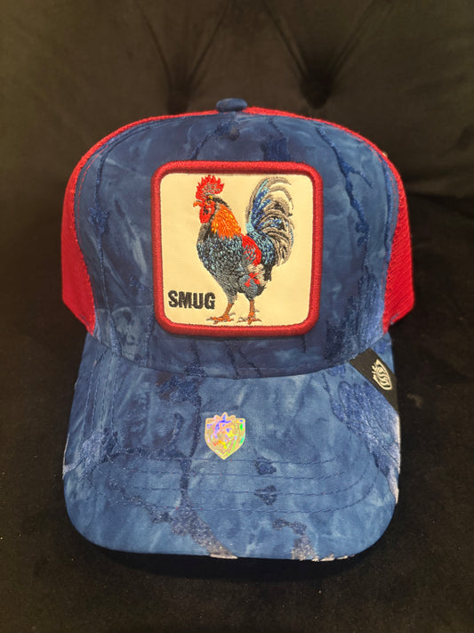 Smug Rooster - Blue & Red Trucker Hat