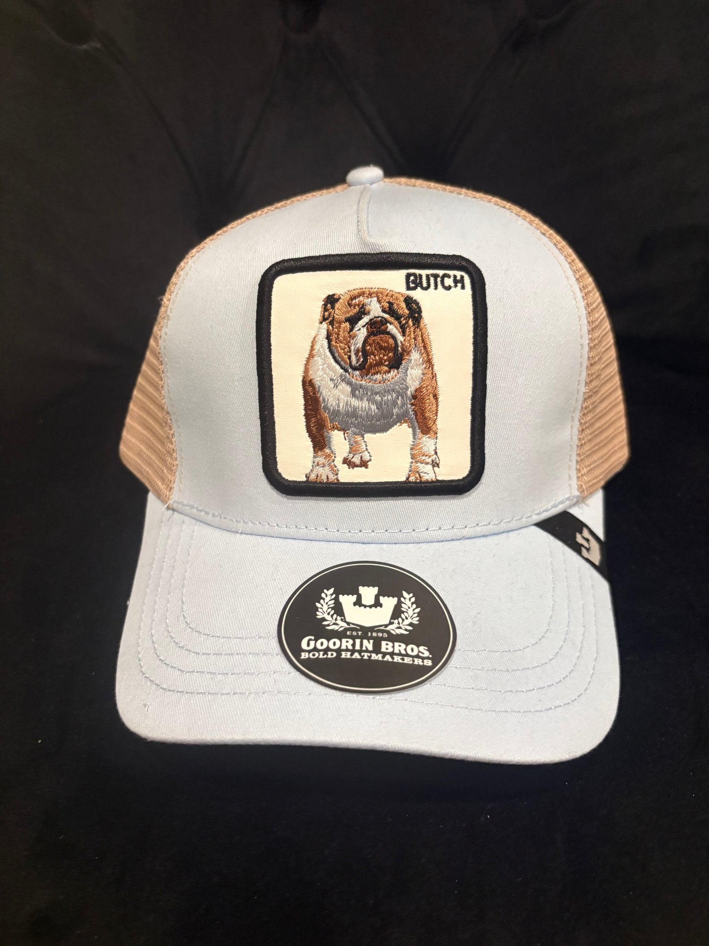 Butch Dog Animal Patch Trucker Hat- Light Blue