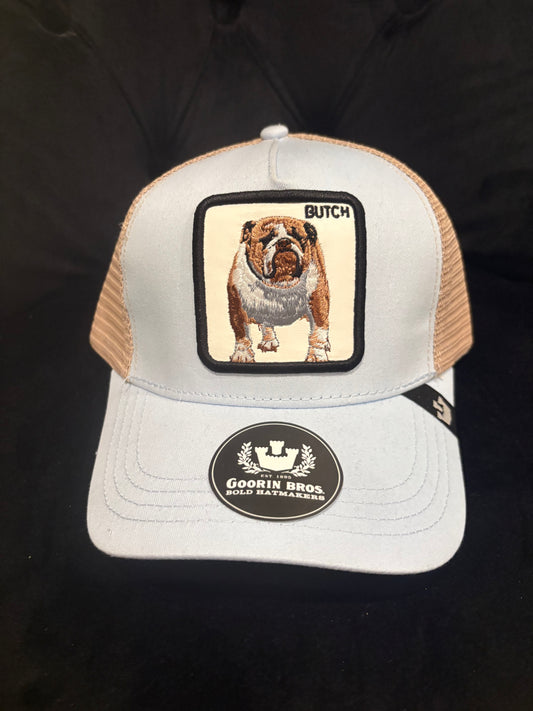 Butch Dog Animal Patch Trucker Hat- Light Blue