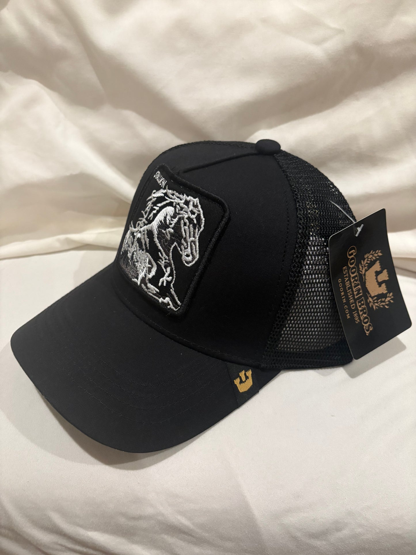 Stallion Animal Patch Trucker Hat Black