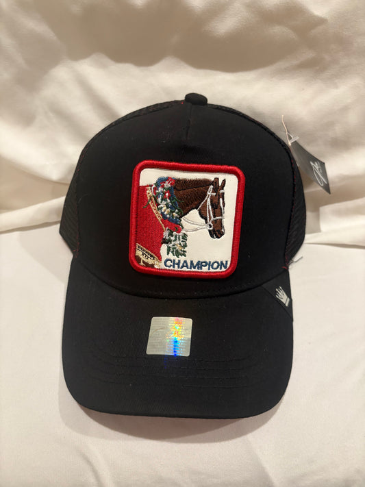 Champion Horse- Animal Patch - Black Hat