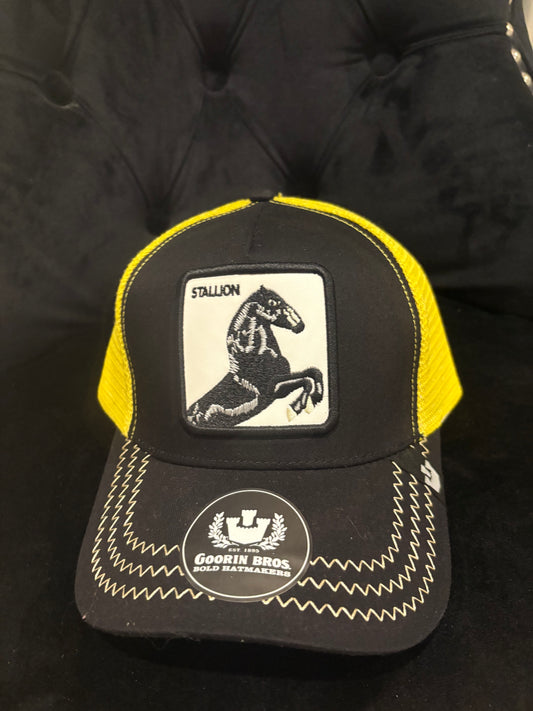 Stallion - Animal Patch - Black and Yellow Trucker Hat