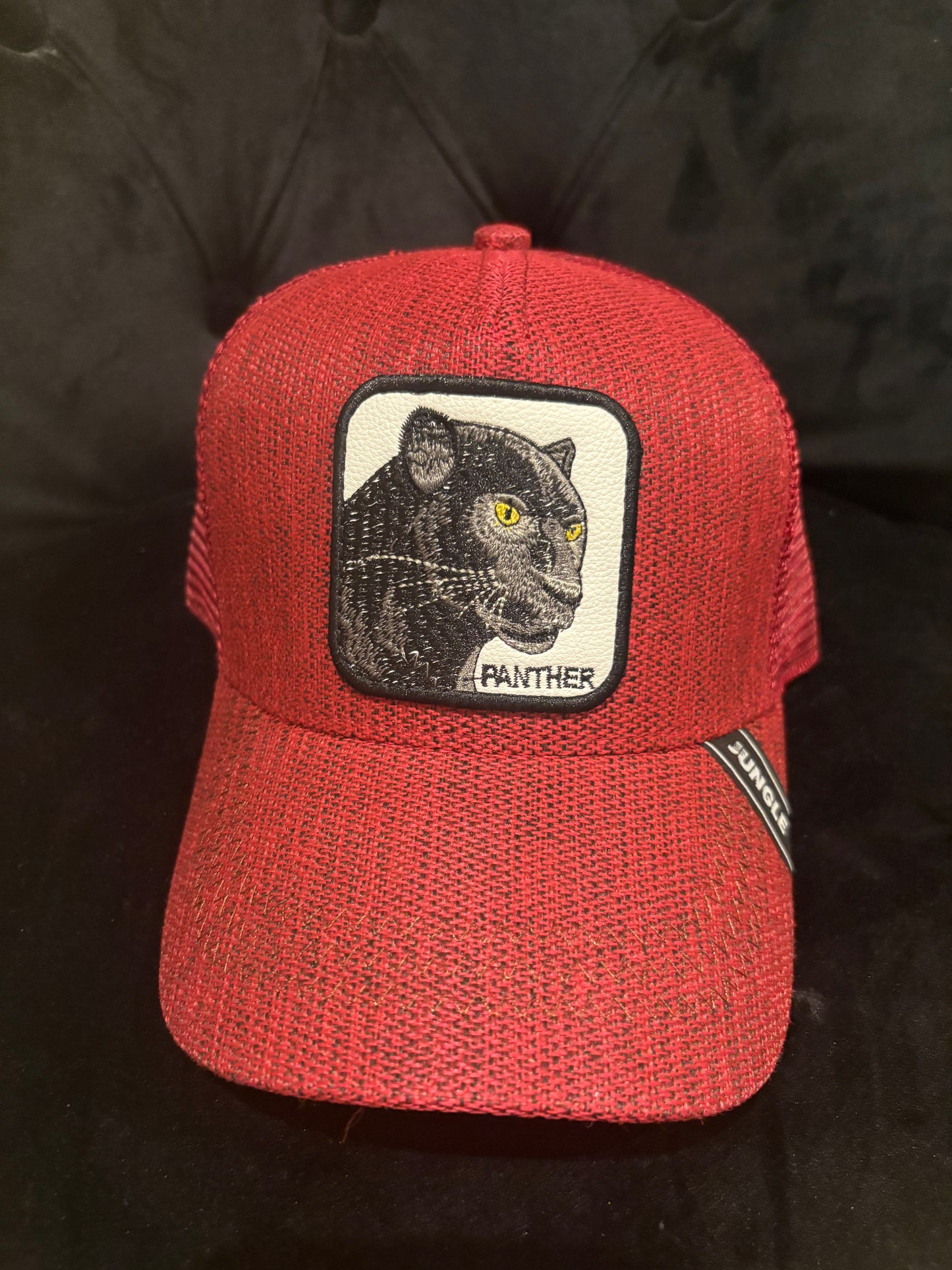 Panther - Animal Patch - Cool Red Tweed Trucker Hat