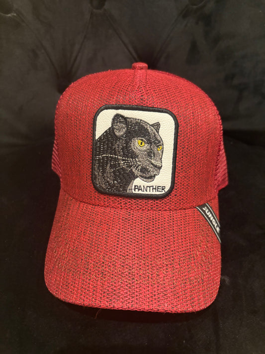 Panther - Animal Patch - Cool Red Tweed Trucker Hat