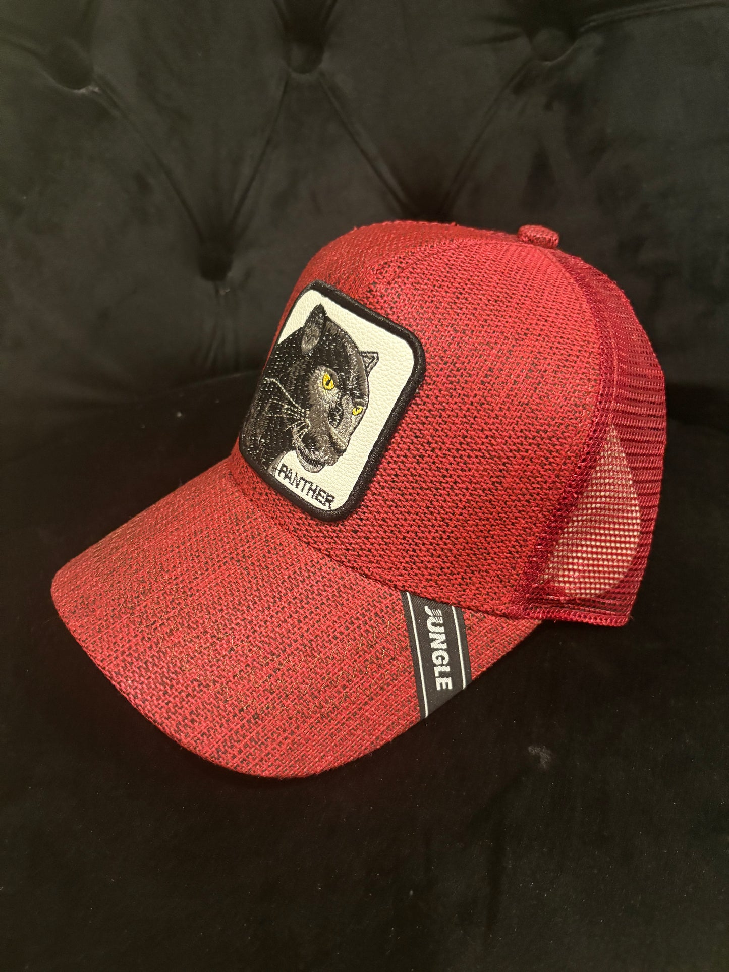 Panther - Animal Patch - Cool Red Tweed Trucker Hat