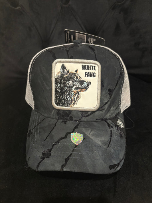 White Fang Animal Patch Trucker Hat - Cool Black