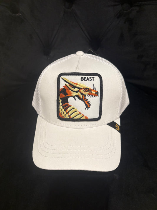 "The Beast" White Animal Patch Trucker Hat