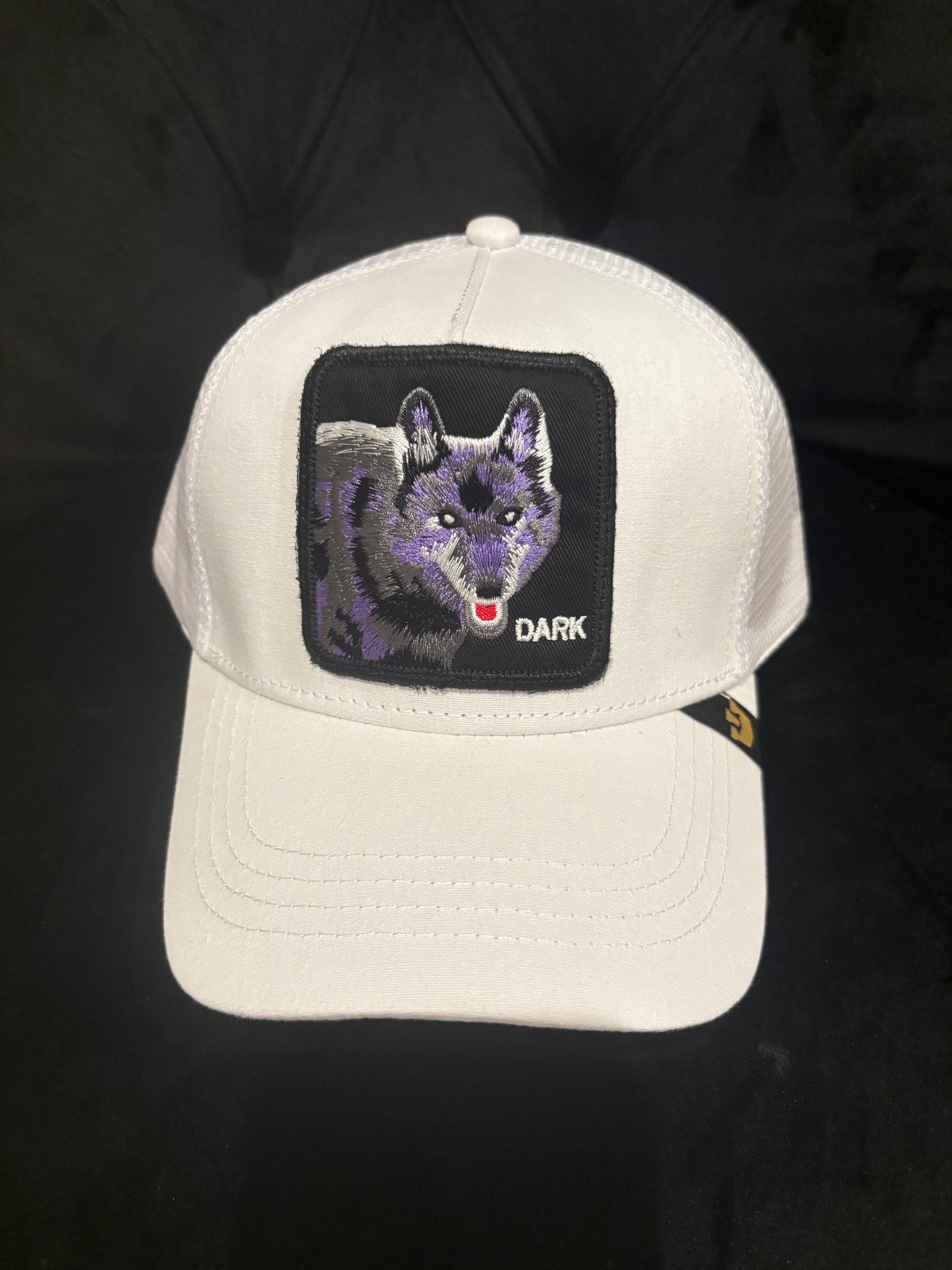 "Dark Wolf" Animal Patch White Trucker Hat