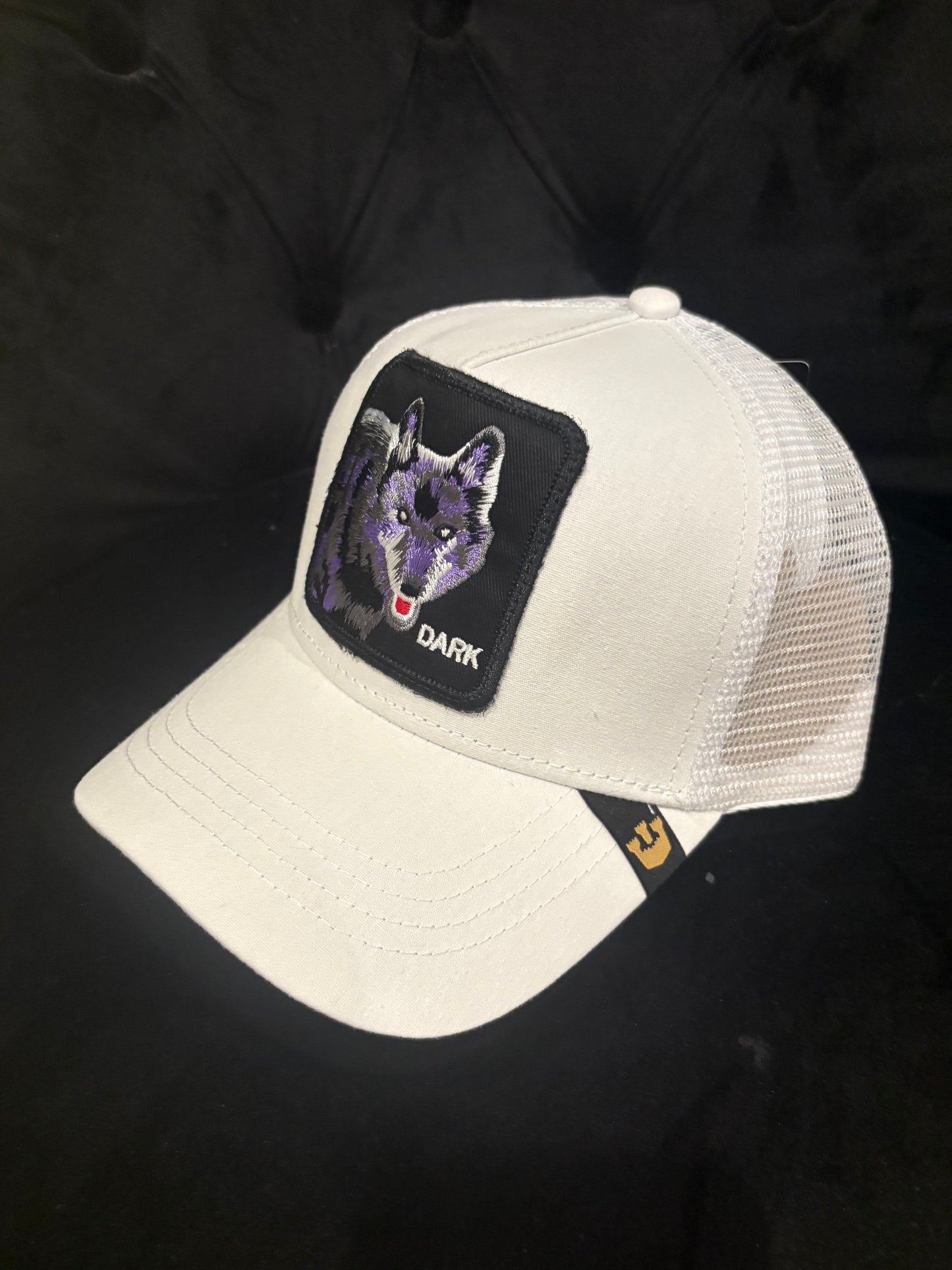 "Dark Wolf" Animal Patch White Trucker Hat