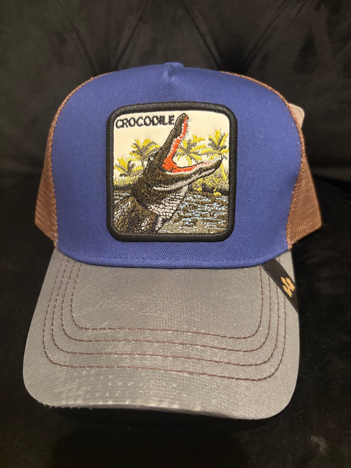 Crocodile Animal Patch Blue Trucker Hat