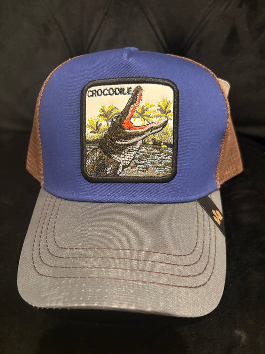 Crocodile Animal Patch Blue Trucker Hat