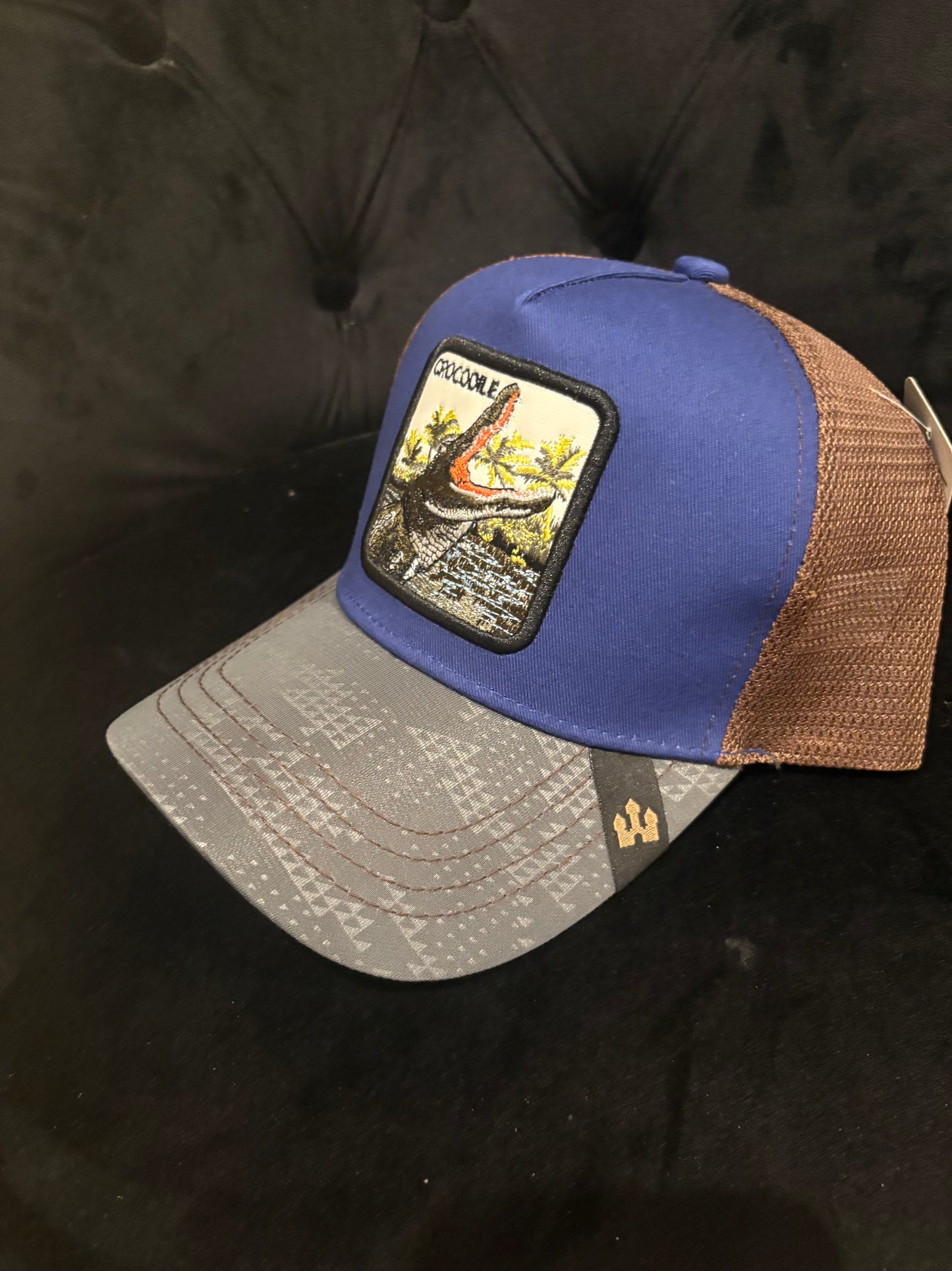 Crocodile Animal Patch Blue Trucker Hat