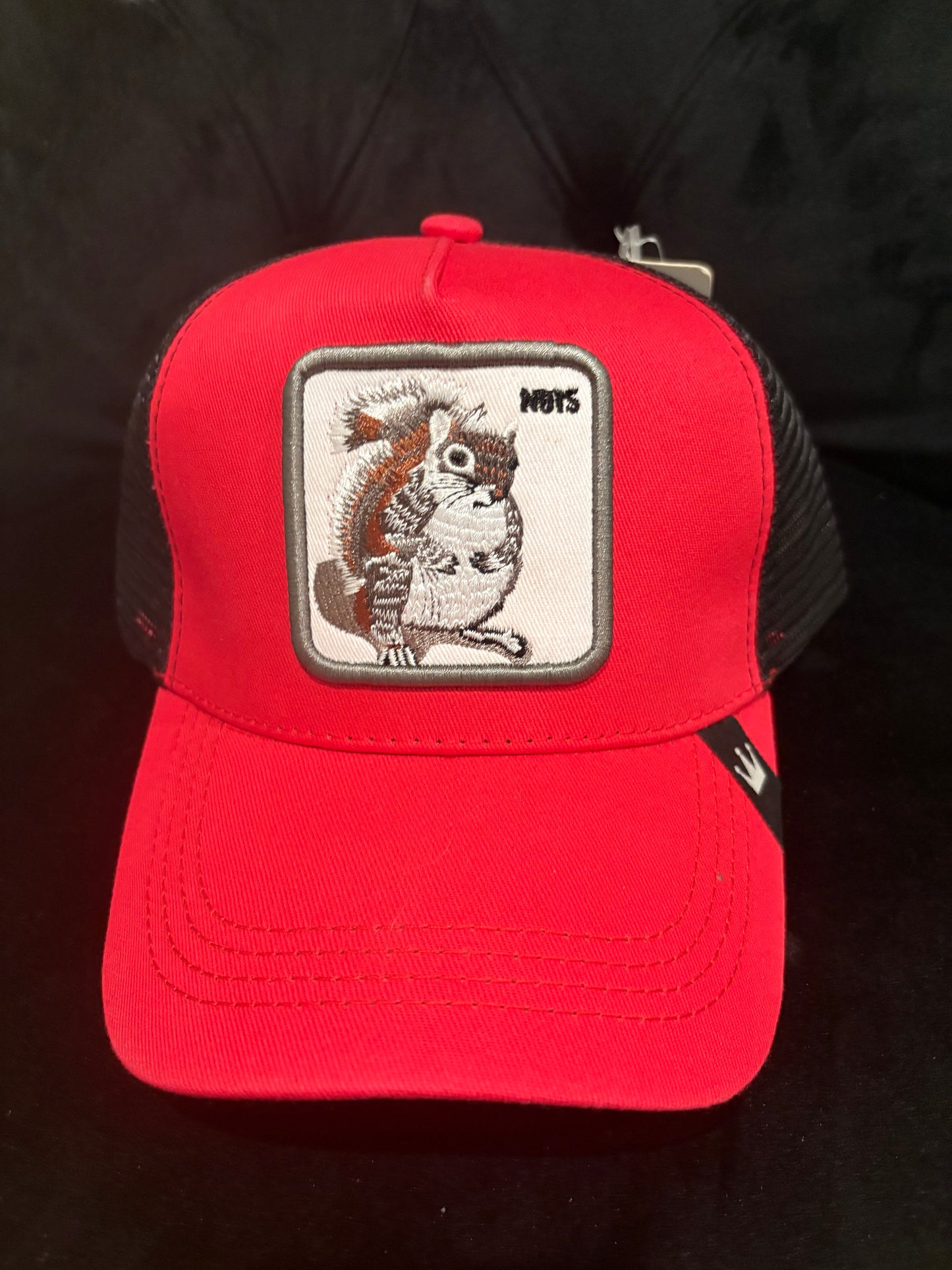 Nuts Squirrel Animal Patch Red Trucker Hat
