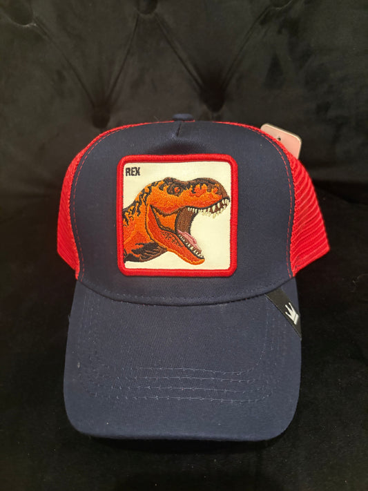 "Rex" Animal Patch Blue and Red Trucker Hat
