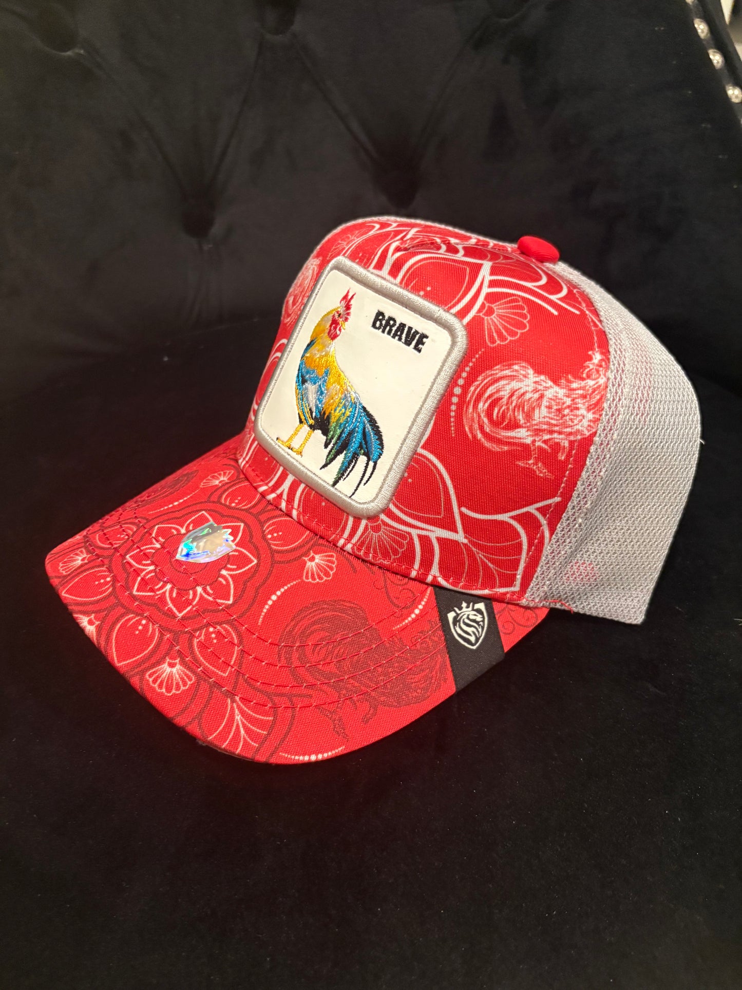 Brave Rooster Animal Patch Trucker Hat- Cool Red