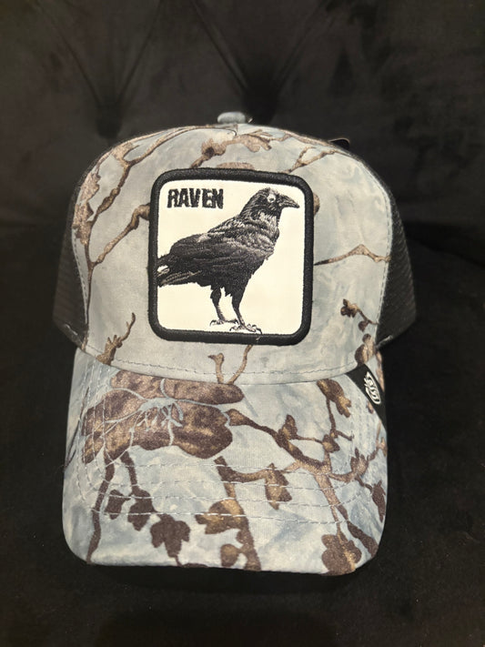 Grey Print "Raven" Animal Print Trucker Hat