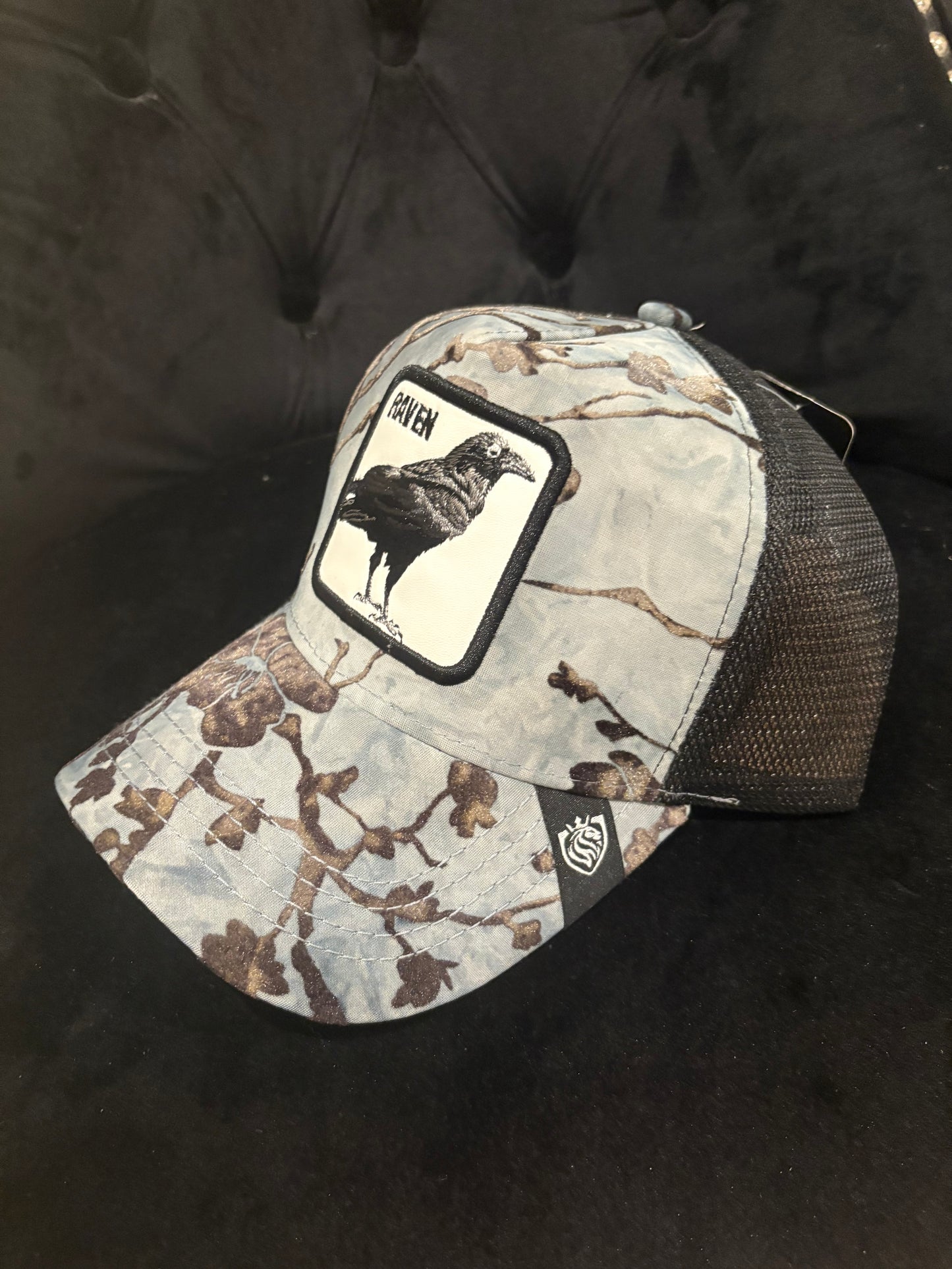 Grey Print "Raven" Animal Print Trucker Hat